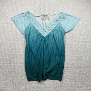 Y2K 725 Tunic Ombre Top Beachy Boho Coastal Teal Gradient Wom Sz 2X Fairy Summer